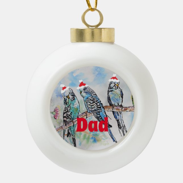 Santa Budgie Parrot Budgies dad Father Ornament (Front)