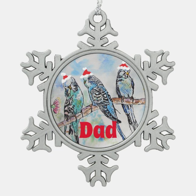 Santa Budgie Parrot Budgies dad Father Ornament (Front)