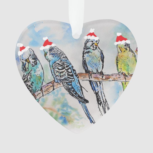 Santa Budgies Budgie Christmas Children Decoration (Front)