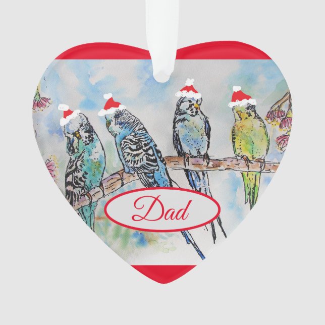 Santa Budgies Budgie Christmas Dad Decoration (Front)