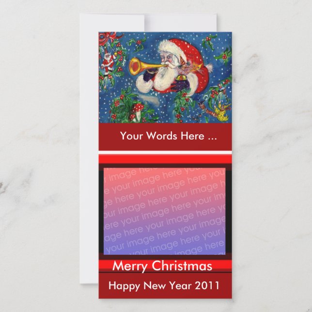 SANTA  BUGLER MUSICAL CHRISTMAS NIGHT HOLIDAY CARD (Front)