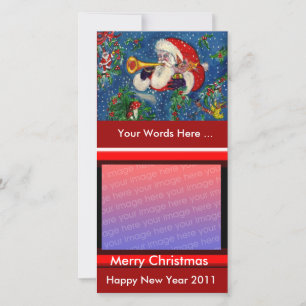 SANTA BUGLER MUSICAL CHRISTMAS NIGHT HOLIDAY CARD