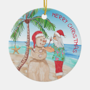 Santa building Sandy Snowman Snowbird Christmas Ceramic Tree Decoration