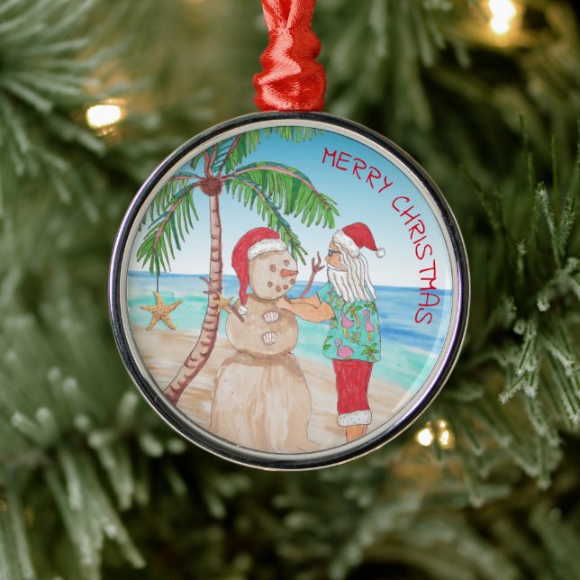 Santa building Sandy Snowman Snowbird Christmas Metal Tree Decoration (Tree)