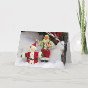 Santa Builds a Snowman! Holiday Card