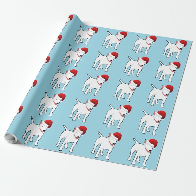 Santa Bull Terrier Wrapping Paper (Unrolled)