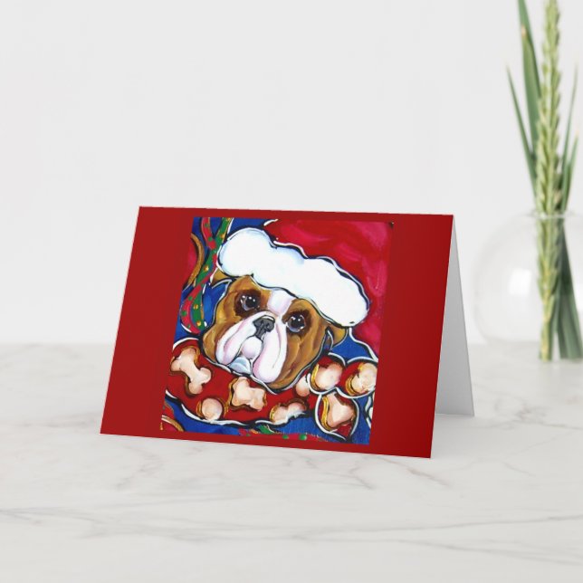Santa Bulldog Holiday Card (Front)