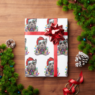 Santa Bulldog with Christmas Lights Wrapping Paper