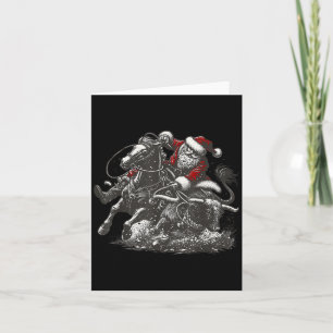 Santa Bulldogging Christmas Cowboy Santa Rodeo Xma Card