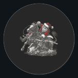 Santa Bulldogging Christmas Cowboy Santa Rodeo Xma Classic Round Sticker<br><div class="desc">Santa Bulldogging Christmas Cowboy Santa Rodeo Xmas Pajama</div>