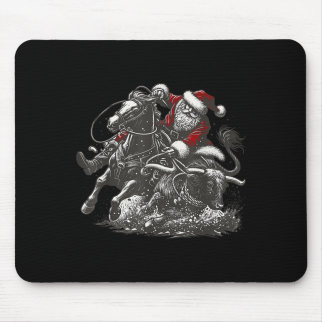 Santa Bulldogging Christmas Cowboy Santa Rodeo Xma Mouse Mat (Front)