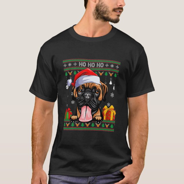Santa Bullmastiff Dog Ugly Sweater Christmas (Front)