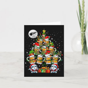 Santa Bunnies And Beer Gles Christmas Tree Drinker Card