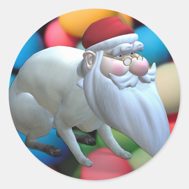 Santa Bunny Classic Round Sticker (Front)