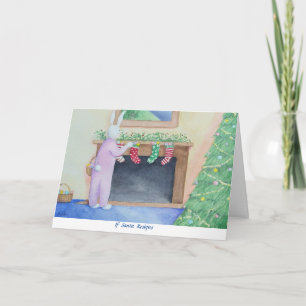 Santa Bunny Folded Greeting Card