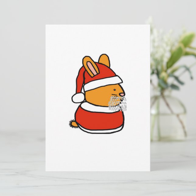 Santa Bunny Old | Cute Bunny Rabbit Gift Holiday Card (Standing Front)