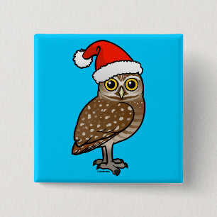 Santa Burrowing Owl 15 Cm Square Badge