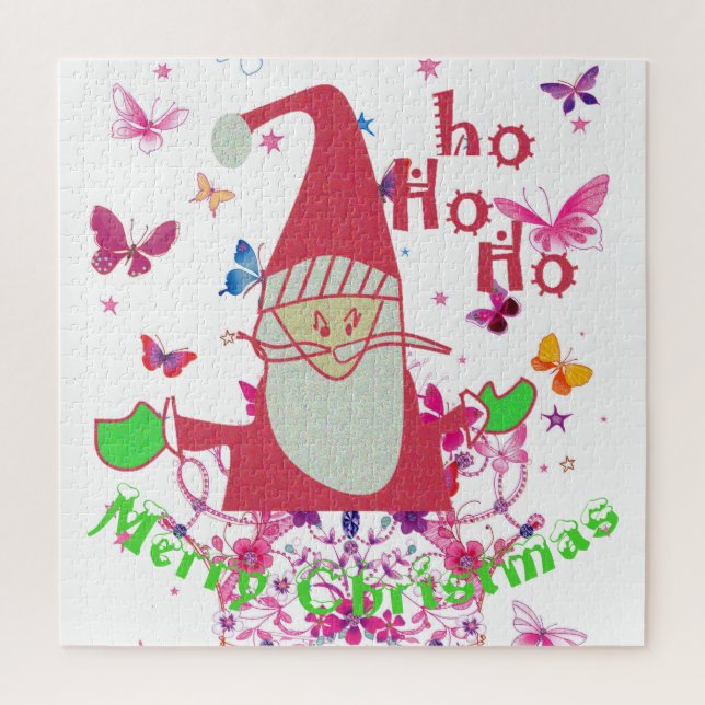 Santa Butterflies Hohoho Lovely Christmas  Jigsaw Puzzle (Vertical)