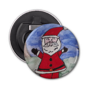 Santa Button Bottle Opener