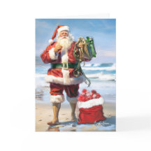 Santa By The Sea Christmas Card