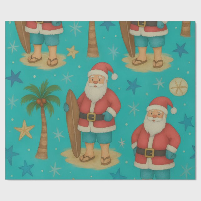 Santa By the Shore Wrapping Paper (Flat)