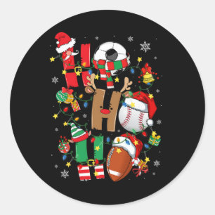 Santa Bysebyll Footbyll Soccer Pajamas Ho Ho Chris Classic Round Sticker