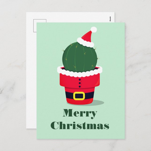 Santa Cactus Christmas Holiday Postcard (Front/Back)