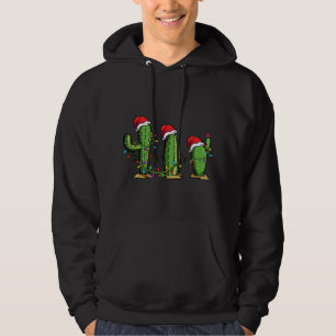 Santa Cactus Christmas Lights Funny Family Matchin Hoodie