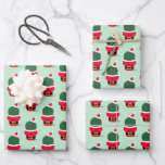 Santa Cactus Christmas Wrapping Paper Sheet<br><div class="desc">Novelty Christmas wrapping paper sheets with a pattern of cacti in Santa outfits on a green background.

Santa Cactus Christmas Wrapping Paper Sheets
Holidayday Design   |   ©Melissa Patton - Artist/Illustrator</div>