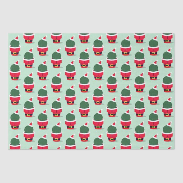 Santa Cactus Holiday Christmas Tissue Paper (Front)