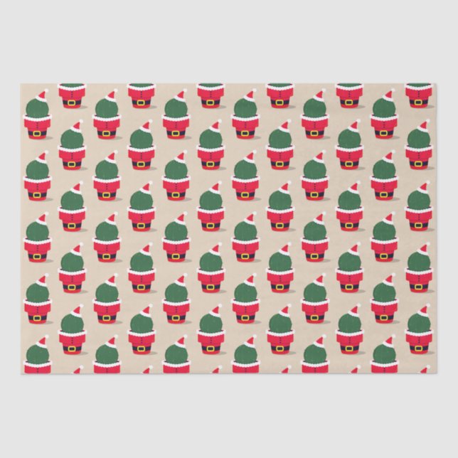 Santa Cactus Holiday Desert Christmas Tissue Paper (Front)
