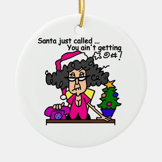 Santa Called Ceramic Tree Decoration (Front)