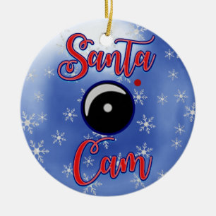 Santa Cam Christmas Ornament/Santa Camera Blue Ceramic Tree Decoration