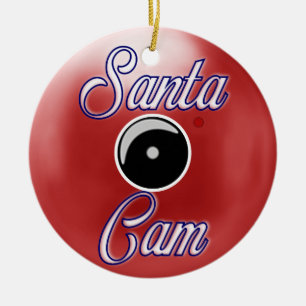 Santa Cam Christmas Ornament/Santa Camera Red Ceramic Tree Decoration