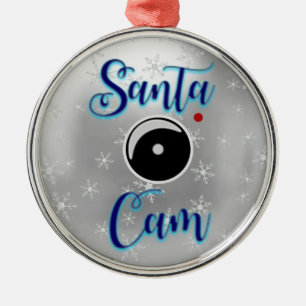 Santa Cam Christmas Ornament/Santa Camera Silver Metal Tree Decoration