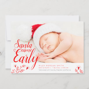 Santa Came Early Newborn Christmas Card