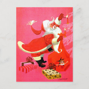 Santa Candles Holiday Postcard