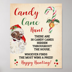 Santa Candy Cane Hunt Christmas Game Sign