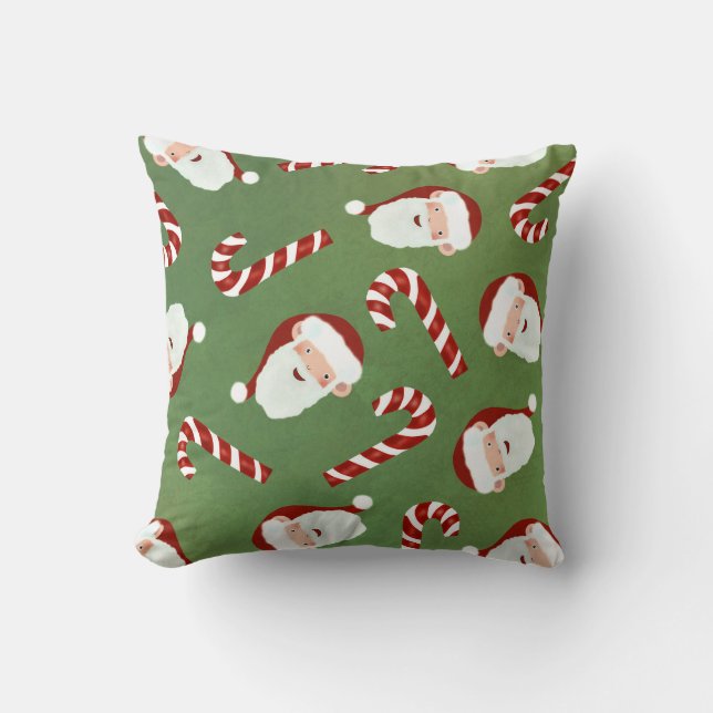 Santa & Candy Cane Pattern Christmas Art Candy Can Cushion (Front)