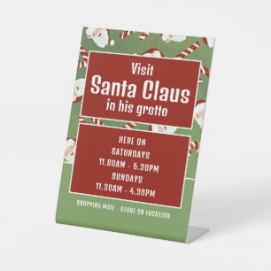 Santa Candy, Santa Claus Visitor Hours Pedestal Sign