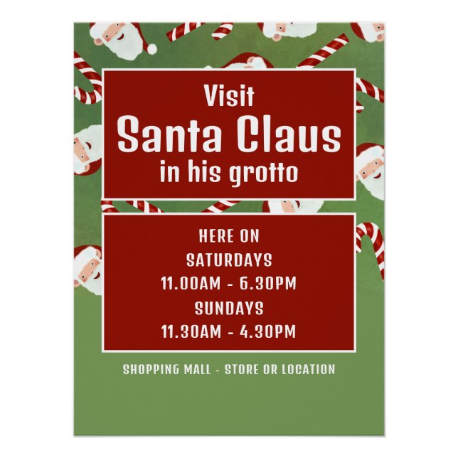 Santa Candy, Santa Claus Visitor Hours Poster (Front)