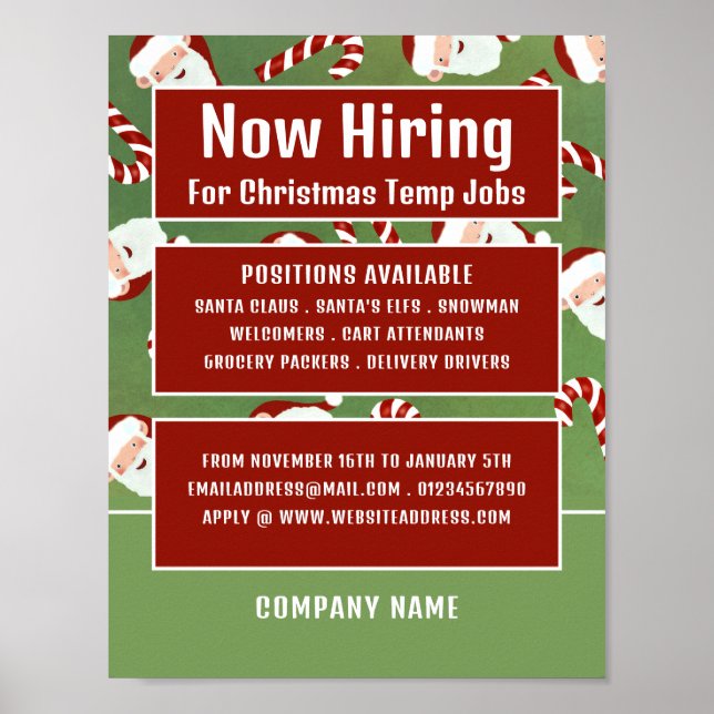 Santa Candy, Seasonal Recruitment Advertising Poster (Front)