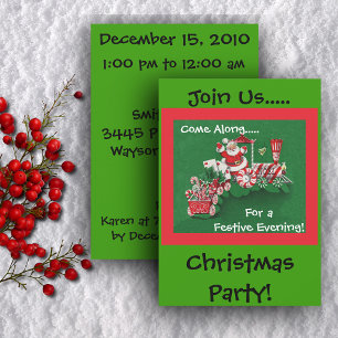 Santa Candy Train Christmas Invitation