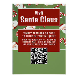 Santa Candy, Visit Santa, QR Code Queue Poster