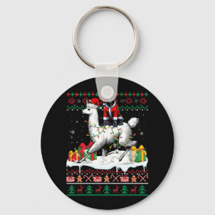 Santa Cane Corso Riding Llama Christmas Sweater Lo Key Ring
