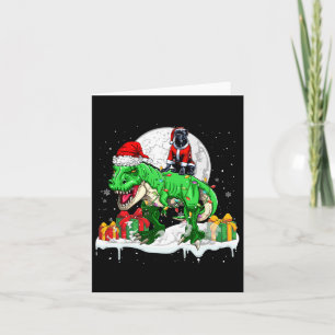 Santa Cane Corso Riding T-rex Christmas Owner Kids Card