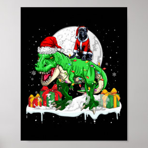 Santa Cane Corso Riding T-rex Christmas Owner Kids Poster