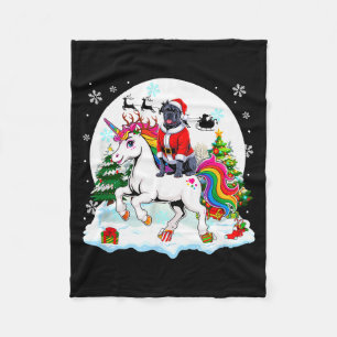 Santa Cane Corso Riding Unicorn Reindeer Christmas Fleece Blanket