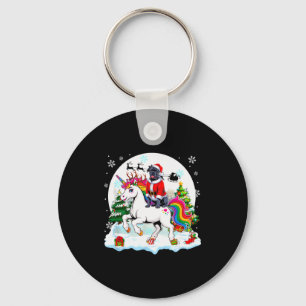 Santa Cane Corso Riding Unicorn Reindeer Christmas Key Ring
