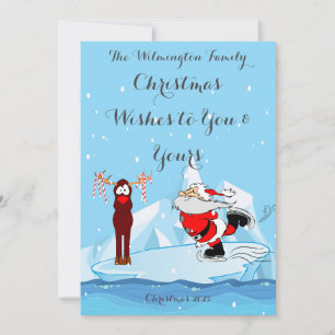 Santa can't Skate Flat Greeting Card